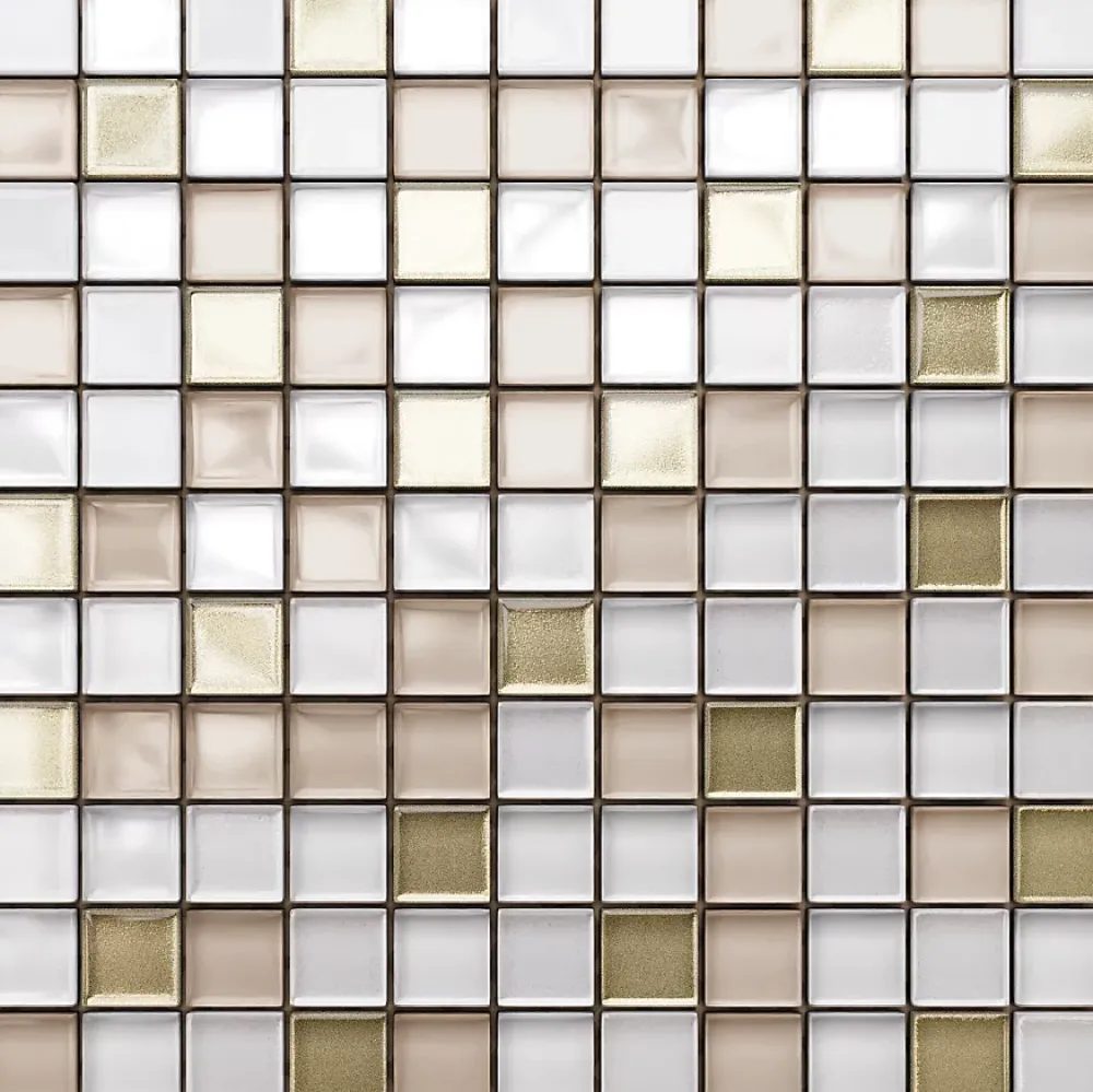 Ilcom Mosaïque en verre sur filet pour salle de bain ou cuisine 30 cm x 30 cm - Caffelatte- Mosaïque