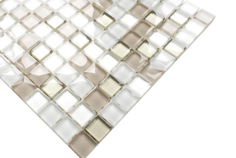 Ilcom Mosaïque en verre sur filet pour salle de bain ou cuisine 30 cm x 30 cm - Caffelatte- Mosaïque