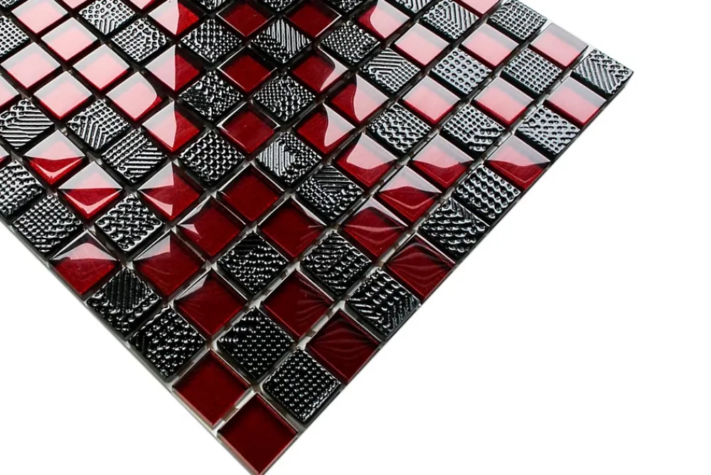 Ilcom Mosaïque en verre sur filet pour salle de bain ou cuisine 30 cm x 30 cm - Aventador- Mosaïque Pour Douche