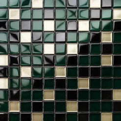 Ilcom Mosaïque en verre sur filet pour salle de bain ou cuisine 30 cm x 30 cm - Green relax- Mosaïque Pour Wc