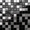 Ilcom Mosaïque en verre sur filet pour salle de bain ou cuisine 30 cm x 30 cm - Black Lake- Mosaïque Pour Pièce À Vivre|Mosaïque Pour Wc