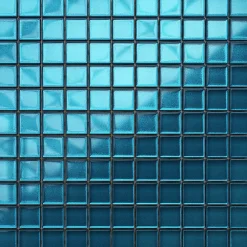 Ilcom Mosaïque en verre sur filet pour salle de bain ou cuisine 30 cm x 30 cm -Blue metal- Mosaïque Pour Salle De Bains