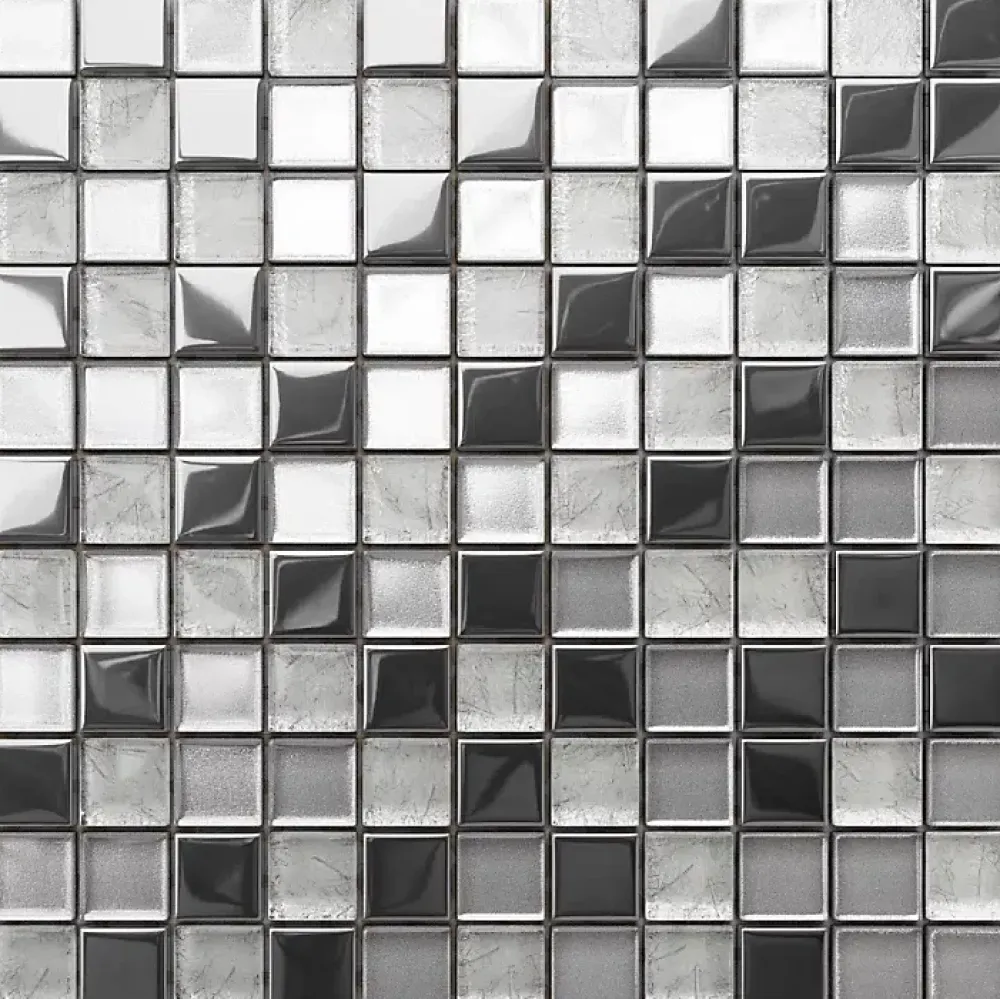 Ilcom Mosaïque en verre sur filet pour salle de bain ou cuisine 30 cm x 30 cm - Crushed moon- Mosaïque Pour Pièce À Vivre|Mosaïque Pour Wc