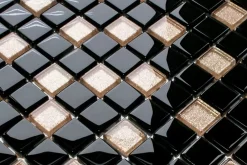 Ilcom Mosaïque Pour Pièce À Vivre|Mosaïque Pour Wc<Mosaïque en verre sur filet pour salle de bain ou cuisine 30 cm x 30 cm - Black pepper