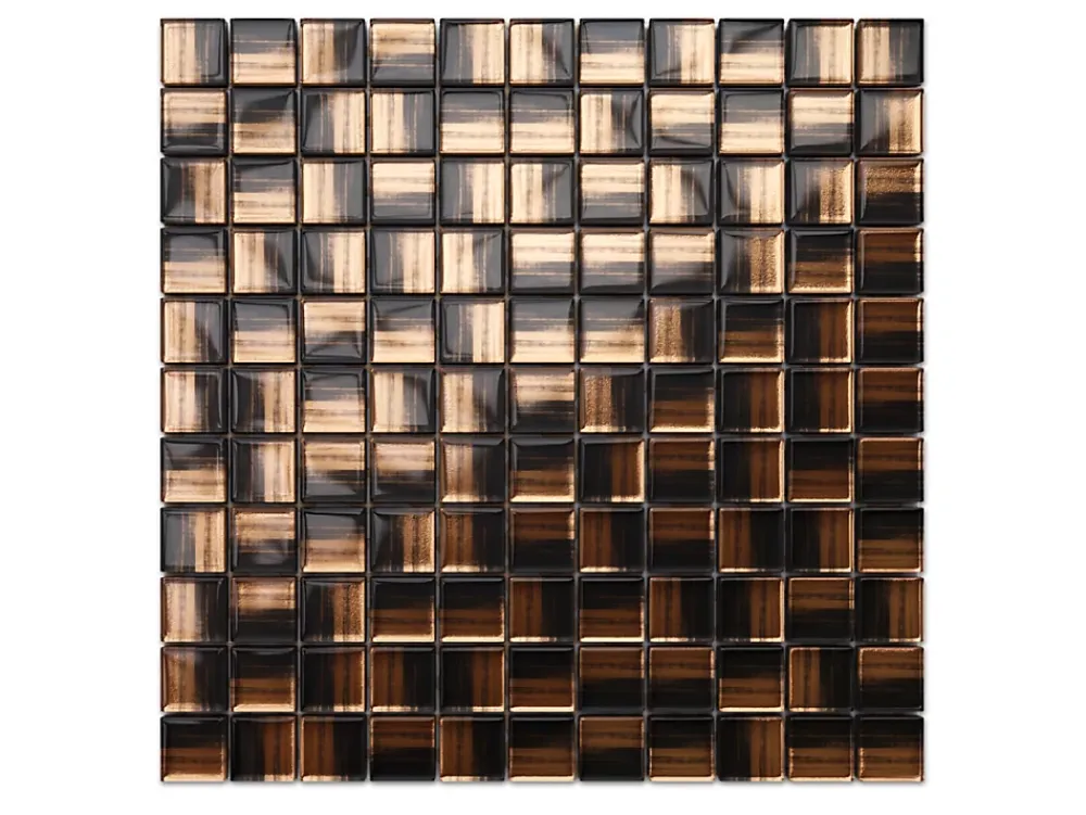 Ilcom Mosaïque Pour Wc|Mosaïque<Mosaïque en verre sur filet pour salle de bain ou cuisine 30 cm x 30 cm - Copper moon