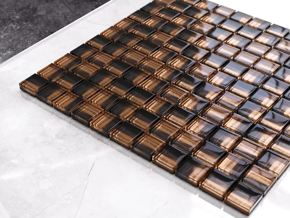 Ilcom Mosaïque Pour Wc|Mosaïque<Mosaïque en verre sur filet pour salle de bain ou cuisine 30 cm x 30 cm - Copper moon
