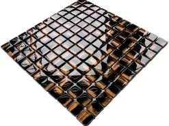 Ilcom Mosaïque Pour Wc|Mosaïque<Mosaïque en verre sur filet pour salle de bain ou cuisine 30 cm x 30 cm - Copper moon