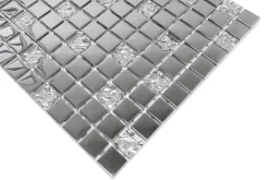 Ilcom Mosaïque en verre sur filet pour salle de bain ou cuisine 30 cm x 30 cm - Selene- Mosaïque Pour Pièce À Vivre|Mosaïque Pour Wc