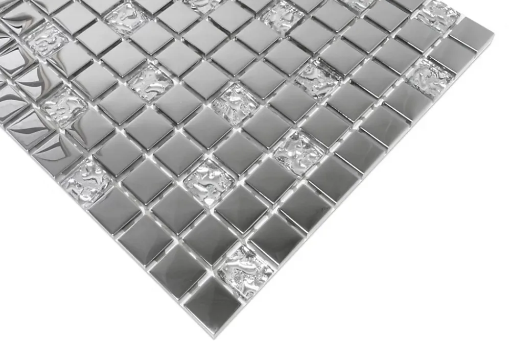 Ilcom Mosaïque en verre sur filet pour salle de bain ou cuisine 30 cm x 30 cm - Selene- Mosaïque Pour Pièce À Vivre|Mosaïque Pour Wc