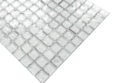 Ilcom Mosaïque en verre sur filet pour salle de bain ou cuisine 30 cm x 30 cm - Cloud- Mosaïque Pour Pièce À Vivre|Mosaïque Pour Wc