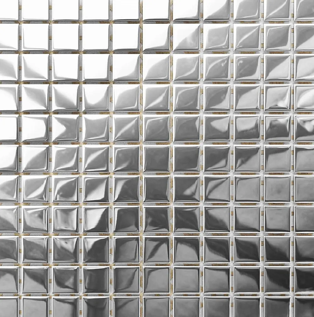 Ilcom Mosaïque en verre sur filet pour salle de bain ou cuisine 30 cm x 30 cm - Pure silver- Mosaïque Pour Salle De Bains|Mosaïque