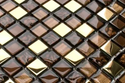 Ilcom Mosaïque Pour Salle De Bains|Mosaïque<Mosaïque en verre sur filet pour salle de bain ou cuisine 30 cm x 30 cm - Azteca gold