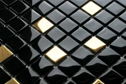 Ilcom Mosaïque<Mosaïque en verre sur filet pour salle de bain ou cuisine 30 cm x 30 cm - Nero gold