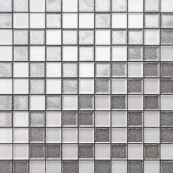 Ilcom Mosaïque Pour Douche<Mosaïque en verre sur filet pour salle de bain ou cuisine 30 cm x 30 cm - Silver white