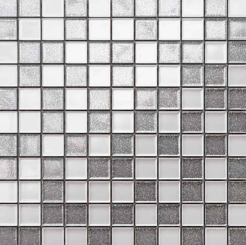 Ilcom Mosaïque Pour Douche<Mosaïque en verre sur filet pour salle de bain ou cuisine 30 cm x 30 cm - Silver white