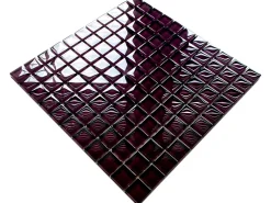 Ilcom Mosaïque<Mosaïque en verre sur filet pour salle de bain ou cuisine 30 cm x 30 cm - Purple eggplant