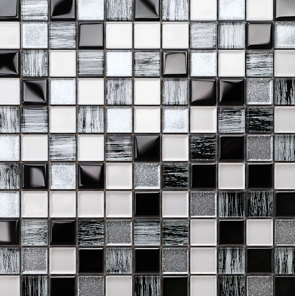 Ilcom Mosaïque en verre sur filet pour salle de bain ou cuisine 30 cm x 30 cm - Pearl jam- Mosaïque Pour Salle De Bains