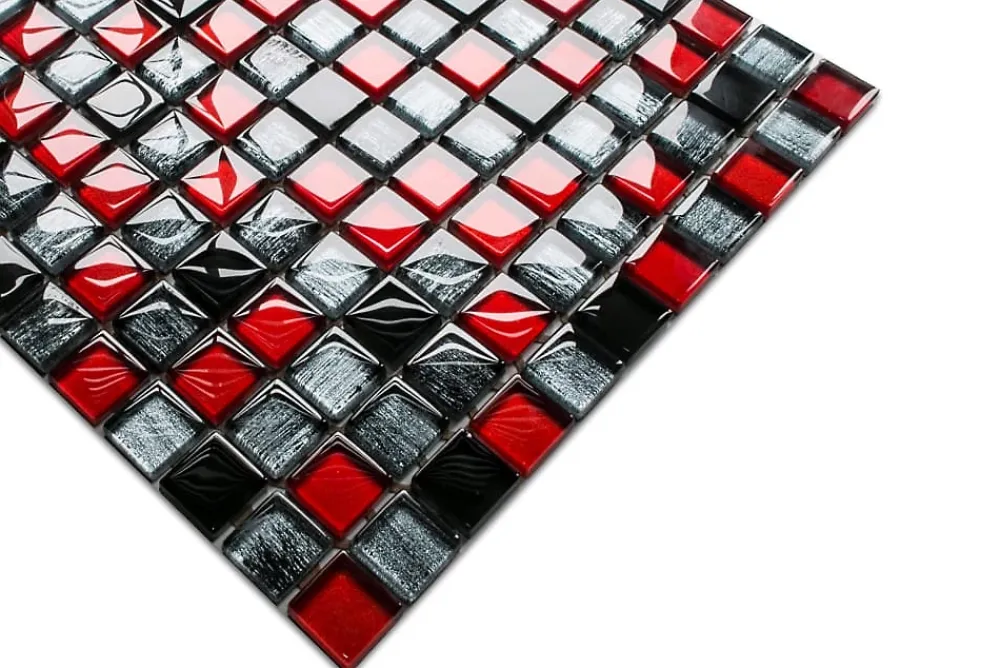 Ilcom Mosaïque en verre sur filet pour salle de bain ou cuisine 30 cm x 30 cm - Milan jeans- Mosaïque