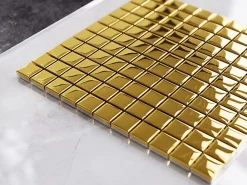 Ilcom Mosaïque|Mosaïque Pour Douche<Mosaïque en verre sur filet pour salle de bain ou cuisine 30 cm x 30 cm - Pure gold