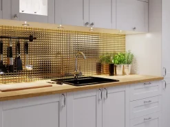 Ilcom Mosaïque|Mosaïque Pour Douche<Mosaïque en verre sur filet pour salle de bain ou cuisine 30 cm x 30 cm - Pure gold