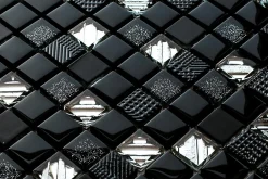 Ilcom Mosaïque en verre sur filet pour salle de bain ou cuisine 30 cm x 30 cm -Starlight night- Mosaïque Pour Salle De Bains|Mosaïque