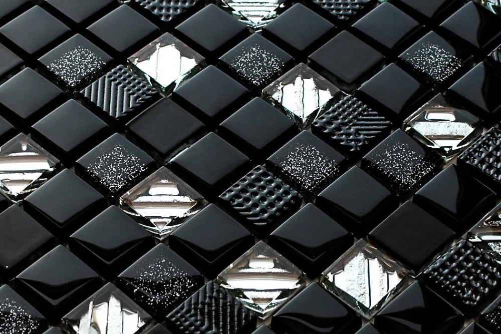 Ilcom Mosaïque en verre sur filet pour salle de bain ou cuisine 30 cm x 30 cm -Starlight night- Mosaïque Pour Salle De Bains|Mosaïque