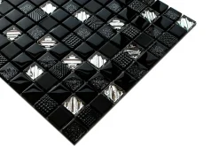 Ilcom Mosaïque en verre sur filet pour salle de bain ou cuisine 30 cm x 30 cm -Starlight night- Mosaïque Pour Salle De Bains|Mosaïque