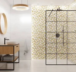 Ilcom Mosaïque|Mosaïque Pour Pièce À Vivre<Mosaïque en verre sur filet pour salle de bain et cuisine 30.3 cm x 30 cm - White Lava
