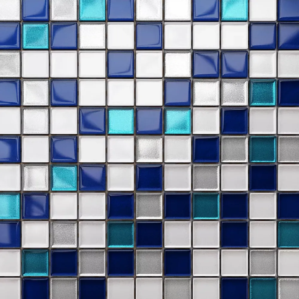 Ilcom Mosaïque en verre sur filet pour salle de bain ou cuisine 30 cm x 30 cm - Topaz- Mosaïque Pour Pièce À Vivre|Mosaïque Pour Wc