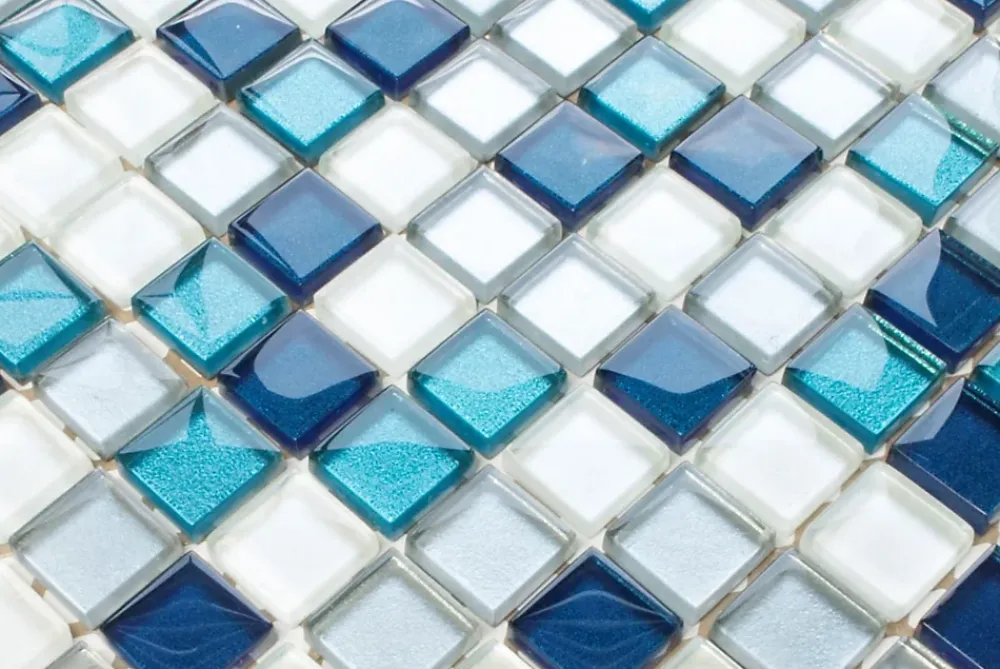 Ilcom Mosaïque en verre sur filet pour salle de bain ou cuisine 30 cm x 30 cm - Topaz- Mosaïque Pour Pièce À Vivre|Mosaïque Pour Wc