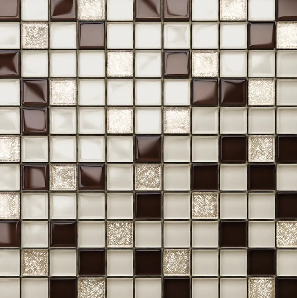 Ilcom Mosaïque en verre sur filet pour salle de bain ou cuisine 30 cm x 30 cm - Bejge Monte Carlo- Mosaïque Pour Salle De Bains