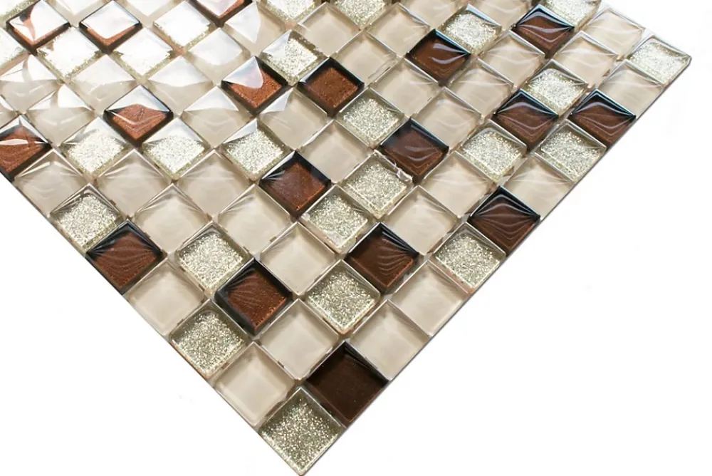 Ilcom Mosaïque en verre sur filet pour salle de bain ou cuisine 30 cm x 30 cm - Bejge Monte Carlo- Mosaïque Pour Salle De Bains