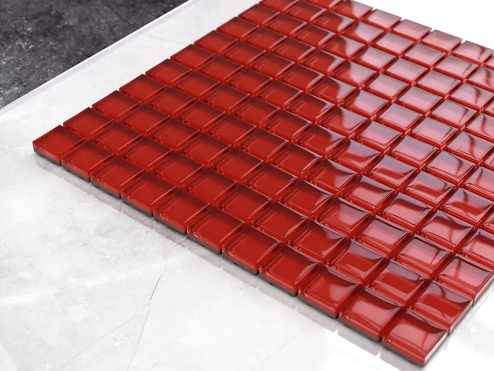 Ilcom Mosaïque Pour Pièce À Vivre<Mosaïque en verre sur filet pour salle de bain ou cuisine 30 cm x 30 cm - Pure red