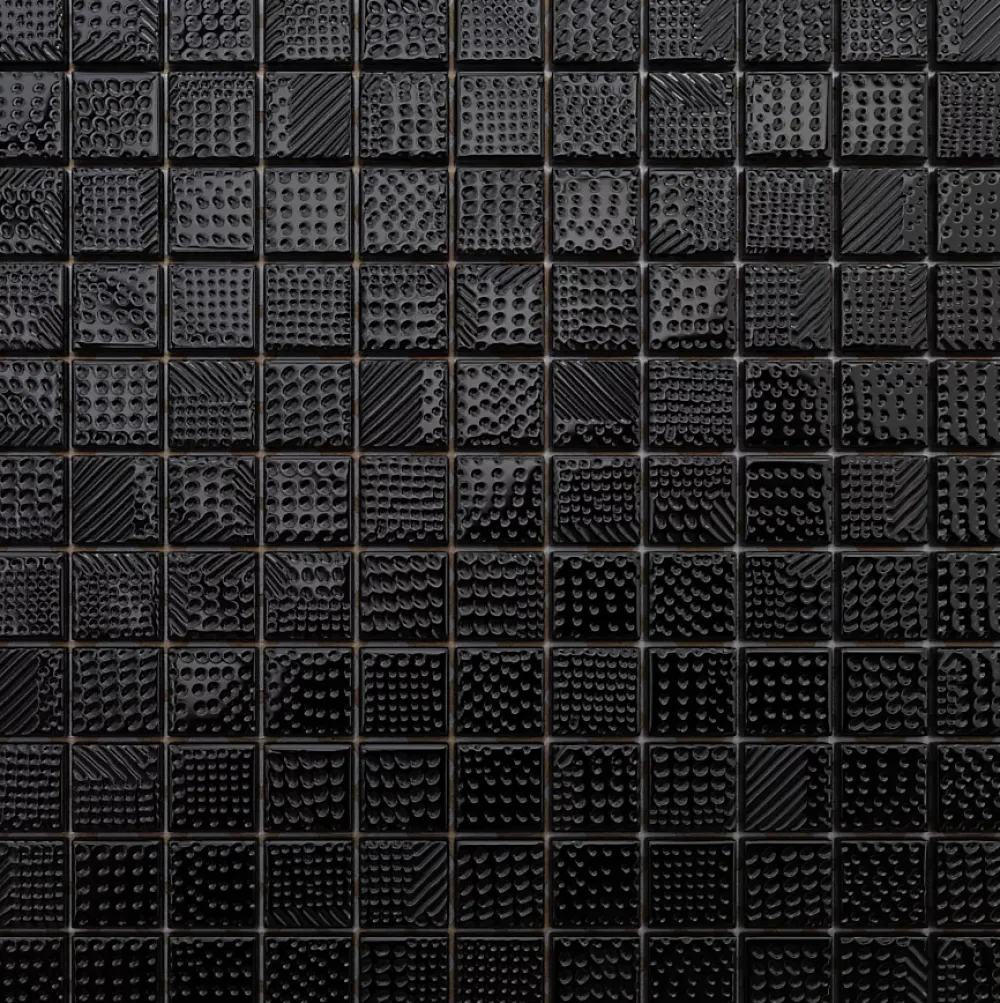 Ilcom Mosaïque Pour Salle De Bains<Mosaïque en verre sur filet pour salle de bain ou cuisine 30 cm x 30 cm - Black lace