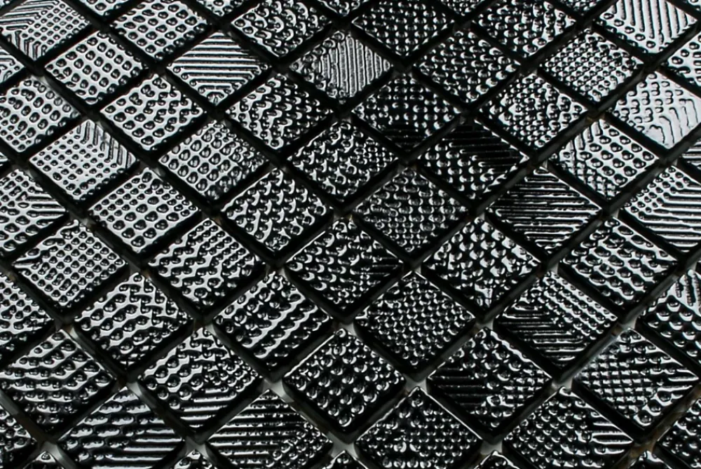 Ilcom Mosaïque Pour Salle De Bains<Mosaïque en verre sur filet pour salle de bain ou cuisine 30 cm x 30 cm - Black lace