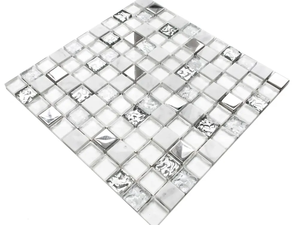 Ilcom Mosaïque<Mosaïque en verre sur filet pour salle de bain ou cuisine 30 cm x 30 cm - Mixture