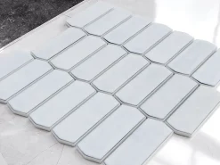 Ilcom Mosaïque en verre sur maille pour salle de bain ou cuisine 29.7cm x 28.8cm - Caotic grey- Mosaïque Pour Douche
