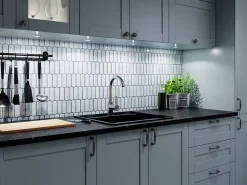Ilcom Mosaïque en verre sur maille pour salle de bain ou cuisine 29.7cm x 28.8cm - Caotic grey- Mosaïque Pour Douche
