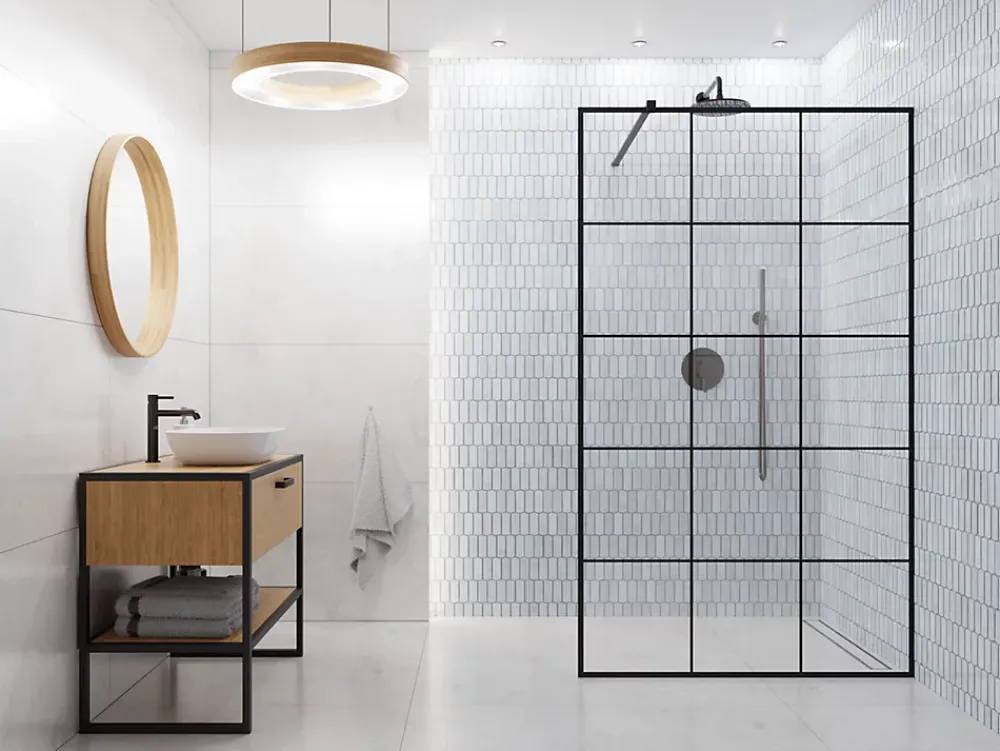 Ilcom Mosaïque en verre sur maille pour salle de bain ou cuisine 29.7cm x 28.8cm - Caotic grey- Mosaïque Pour Douche