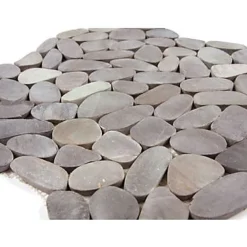 Mat Inter Mosaïque Galet naturel rectifié Flat gris L. 30 x l. 30 cm- Mosaïque|Mosaïque Pour Douche