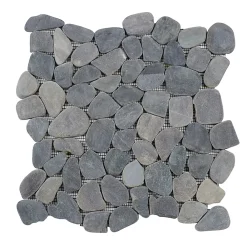 Mat Inter Mosaïque Galet naturel rectifié Flat gris L. 30 x l. 30 cm- Mosaïque|Mosaïque Pour Douche