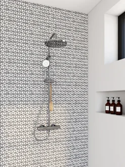 GoodHome Mosaïque gris et blanc 25,3x29,3cm Ultimate marble- Mosaïque|Mosaïque Pour Douche