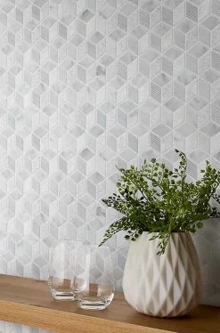 GoodHome Mosaïque gris et blanc 25,3x29,3cm Ultimate marble- Mosaïque|Mosaïque Pour Douche