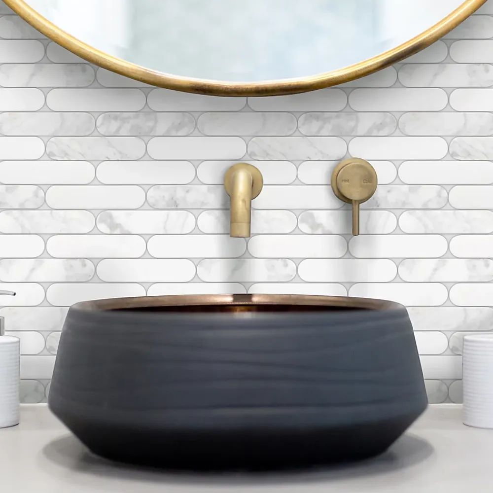 Mosaïque marbre Gellules blanc L. 30 x l. 29 cm Mat Inter- Mosaïque Pour Wc|Mosaïque