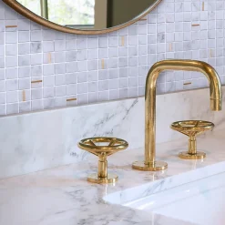 Mat Inter Mosaïque marbre gold blanc 29,7 x 29,70 cm- Mosaïque Pour Pièce À Vivre|Mosaïque Pour Wc