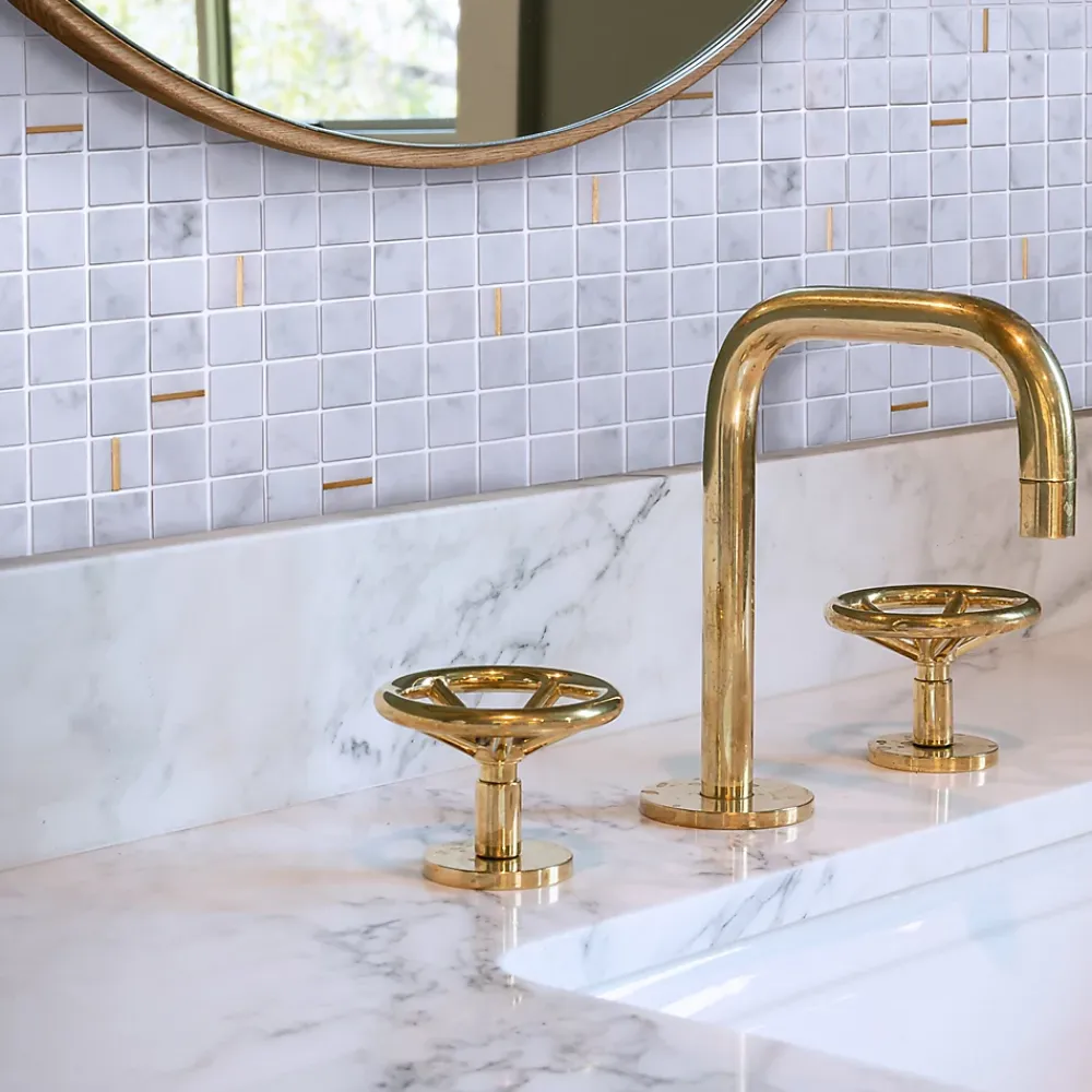 Mat Inter Mosaïque marbre gold blanc 29,7 x 29,70 cm- Mosaïque Pour Pièce À Vivre|Mosaïque Pour Wc