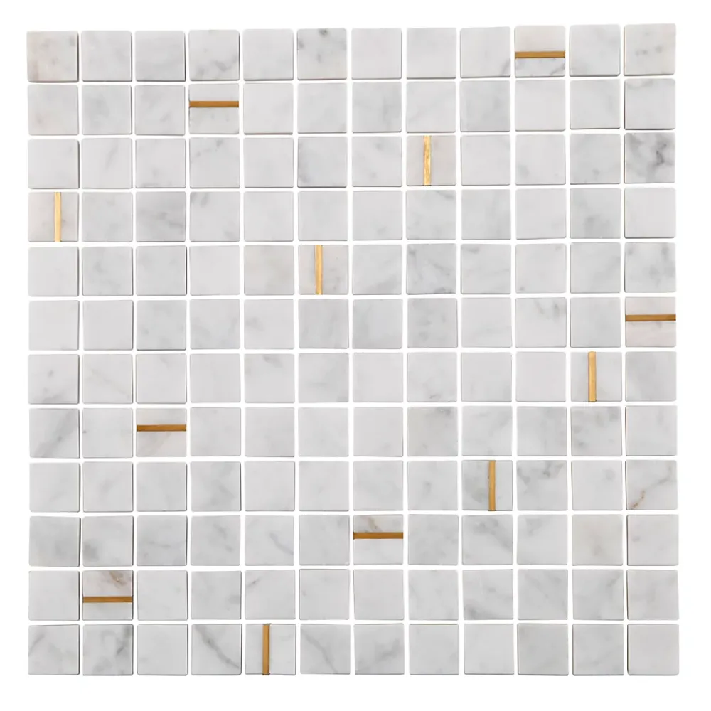 Mat Inter Mosaïque marbre gold blanc 29,7 x 29,70 cm- Mosaïque Pour Pièce À Vivre|Mosaïque Pour Wc