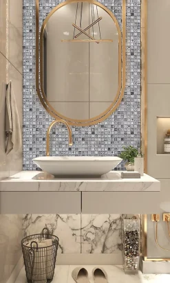 Casa Linea Mosaïque Mardryo silver 2,3 x 2,3 cm- Mosaïque Pour Salle De Bains|Mosaïque Pour Douche