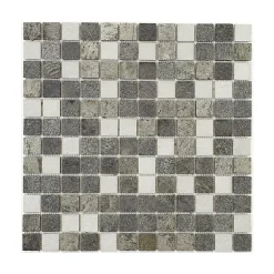 U-tile Mosaïque<Mosaïque mixte résine & pierre 30 x 30 cm - carreau 2,5 x 2,5 cm mixte pierre résine blanc