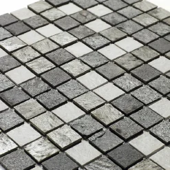 U-tile Mosaïque<Mosaïque mixte résine & pierre 30 x 30 cm - carreau 2,5 x 2,5 cm mixte pierre résine blanc